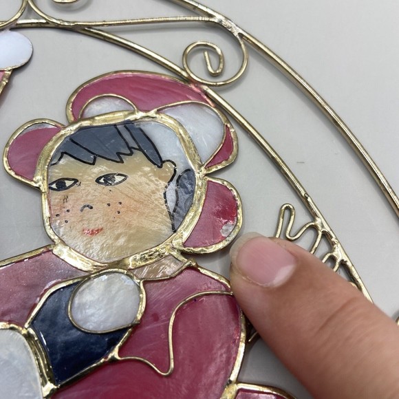 Vintage Capiz Shell Christmas Sun Catcher Santa and Mrs. Claus Holiday Decor - Picture 5 of 11